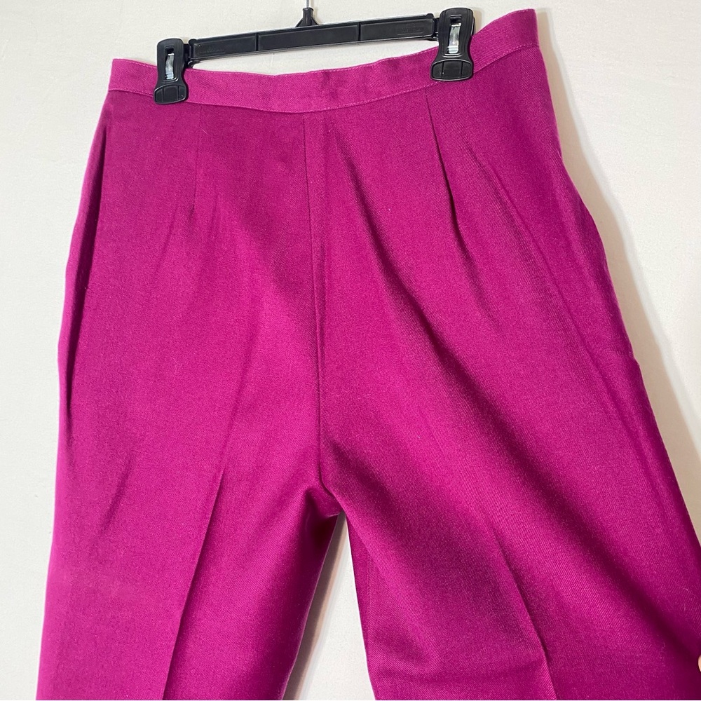 Vintage Gaytown Fuchsia Wool Pleated Front Trouser Pants 12 - Picture 14 of 16